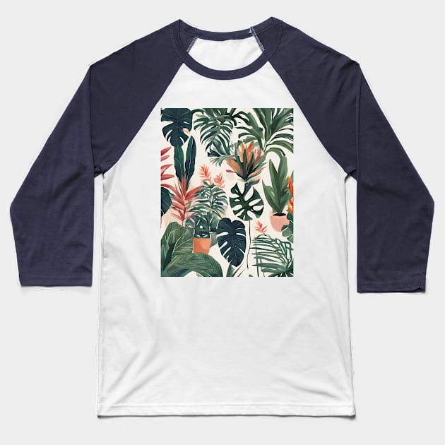 Boho Chic Leaf prints Minimalist Tropical Botanical Plants Baseball T-Shirt by Tina